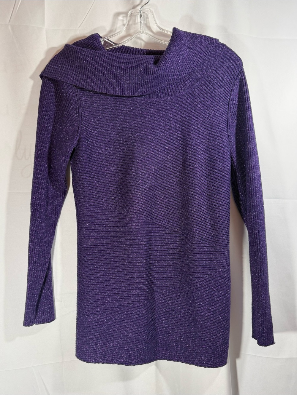 Alfani Purple Cowl Neck Ribbed Knit Sweater Size Medium